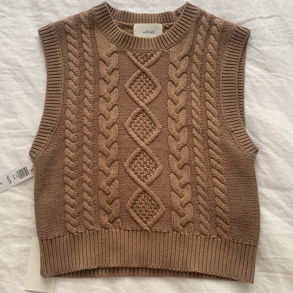 Aritzia tan sweater vest